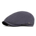 Men's dark gray herringbone beret with a vintage metal logo and classic British style - Dark Gray