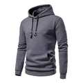 Dunkelgrauer Herren-Kapuzenpullover mit Waffelstrickmuster und Kängurutasche - S / Dunkelgrau
