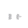 Classic S925 sterling silver stud earrings featuring layered rectangular zircon stones - 925 Silver / Silver