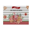 Christmas place mat with hot chocolate and gingerbread man on striped linen texture - CD27-22 (Hot Chocolate Bombs)
