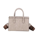 Retro greige crossbody tote bag with wide bohemian jacquard shoulder strap - Off White