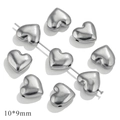 Cuentas de corazón de acero inoxidable plateado para joyería DIY tamaño 10x9mm en pin - Corazón Liso con Agujero Paralelo / Color Acero
