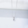 Minimalist S925 silver necklace with emerald cut square zircon pendant on white background - 925 Silver / Silver