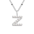 Elegant stainless steel necklace with silver letter Z pendant and imitation pearls - Z-Steel Color