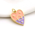 Pendentif cœur avec signe Balance en émail orange et violet et placage en or 18 carats - Style Balance (04)