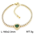 Gold tennis bracelet with green heart gemstone, 160mm length and 2.3mm width - Heart Emerald Style (KB185503-HM)