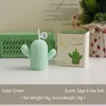 Bougie cactus parfumée sauge et sel marin vert clair avec sa boîte cadeau - Vert