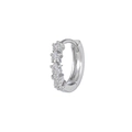 Silver S925 huggie hoop earrings with micro-paved white cubic zirconia stones - Five Zirconia Row Style (EK00193) / Silver