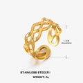 Anillo ajustable de acero inoxidable chapado en oro de 18K con diseño de malla - Talla 7 (Ajustable) / Dorado