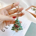 Charmant porte-clés sapin de Noël avec émail coloré et finition en métal doré - Sapin de Noël