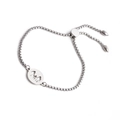 Adjustable silver stainless steel family bracelet with hollow silhouette charm - Family of Three