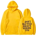 Felpa oversize gialla in pile con tasca a marsupio e citazione Don't Trip sul retro - Taglia S / Giallo