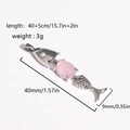 Beweglicher silberner Fisch-Anhänger mit rosa Edelstein und Perle für DIY-Schmuck - Weißgold Fisch