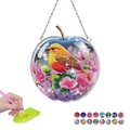 DIY bird apple acrylic diamond painting kit with resin gems and metal chain decoration - Apple Shape