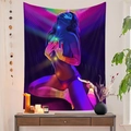 Detalle de tapiz con silueta de mujer meditando y puntos de chakras brillantes - 73*95CM (Cepillado) / Ilustración de Energía Espiritual (GT230136)