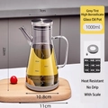 Grey tinted 1000ml borosilicate glass oil dispenser bottle with stainless steel lid - 1000ml / New Grey Transparent