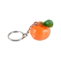 Realistic orange fruit keychain made of PVC with vibrant green leaf and silver ring - Orange-Keychain / 3cm / Orange