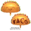 Taco shaped foil balloon with smiling face and TACO text for party decor, 59.5x73cm - Mexican Taco