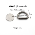 D-Ring aus Metall in Gun-Schwarz, 20mm Innendurchmesser, 3,8mm Draht für Taschen - 6x4D (Innen 20mm) / Gunmetal