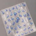Floral nail stickers TL-145 with blue flowers, pearls and calligraphy accents - Chinese Blue and White Porcelain Flower Style (TL-145)