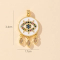 Evil eye pendant necklace in gold finish with white enamel and multicolor crystals - Gold Evil Eye White Enamel with Three Diamonds Pendant (T)