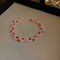 Vintage rose gold bracelet with colorful gems and sparkling diamond accents - Style 8# Bangle-Multicolor Gemstone Rose Gold (4899680933116)