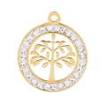 Goldener Lebensbaum-Anhänger mit funkelnden Kristallen und Hohlraum-Design für Ketten - Stil 1 (KLJ2718-Z) / Gold
