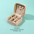 Joyero portátil rosa melocotón de cuero PU con cremallera y ranuras para anillos - Estilo Estándar con Cremallera (Personalizable) / Rosa Melocotón