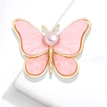 Elegant butterfly brooch in pink marble texture and gold plating with pearl accent - YNCP5124 Pink / Pink