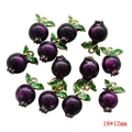 3D pomegranate fruit pendant in deep purple enamel with gold base for DIY jewelry - Purple Pomegranate 18*12mm
