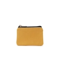 Minimalist mustard yellow canvas coin purse with premium metal zipper on white background - Ginger Yellow