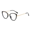 Montatura per occhiali cat-eye nero e oro con aste in metallo dal design retrò - Montatura Nero Oro Anti Luce Blu C1