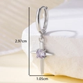 Orecchini a cerchio con ciondolo a croce in argento e pietra di zircone viola sfaccettata - Stile Ciondolo a Croce (A312-2) / Blu Viola (Pezzo Singolo)