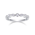 Detailed close-up of a silver eternity ring with round and marquise-cut white stones - R13427+gra/black Card / US Size 7 / Circumference 54.3mm