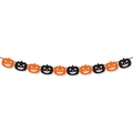 Happy Halloween orange and black pumpkin paper banner for party decoration set - Black & Orange Pumpkin Head Garland