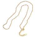 French vintage style golden stainless steel necklace with pink enamel beads and logo tag - Gold Chain Pink Beads (SL030)
