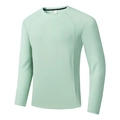 T-shirt sport vert menthe à manches longues raglan et col rond pour homme actif - M / Vert Haricot