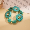 Bohemian irregular acrylic beaded necklace with marble texture and golden metal accents - Bracelet / Green