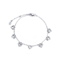 Silver 925 bracelet featuring hollow heart-shaped pendants and a lobster clasp - Platinum Plated Multiple Hollow Heart Pendant Bracelet 2.9g