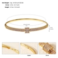 Gold finish copper bangle featuring micro-pave cubic zirconia with 17cm circumference - Micro Pave Band (BS-J5522G) / Gold