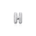 Ciondolo lettera H in metallo argento lucido con effetto 3D su sfondo bianco - Lettera H Argento (Senza Catena)