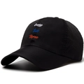 Black quick-dry baseball cap with colorful embroidery and breathable mesh side panels - Adjustable / Black