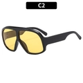 Retro oversized sunglasses with wide black plastic frames and vibrant yellow lenses - Black Frame Yellow Lens