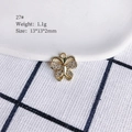 Detailed view of a gold plated butterfly pendant with crystals, size 13x13mm, 1.1g weight - 27# (Butterfly Style B)