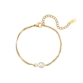 Pulsera minimalista de perlas doradas con cadena fina chapada en oro de 18 quilates - Pulsera