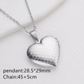 Silver heart locket necklace in stainless steel with textured finish, 28.5x29mm pendant - Steel Color Scales