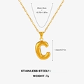 Collana con ciondolo a forma di lettera C dorata a palloncino in acciaio inossidabile - Lettera C