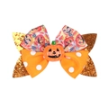 Fiocco per capelli Halloween con paillettes, ciondolo a zucca e motivi a ragnatela - 1# Zucca Arancione