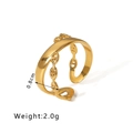 18k gold plated stainless steel anchor link ring with adjustable open band design - Double Layer Anchor Link Style (HF-J1399)