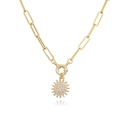 Elegant gold sunflower necklace with cubic zirconia pendant on white reflective surface - Gold Sunflower Necklace (1 Pc)